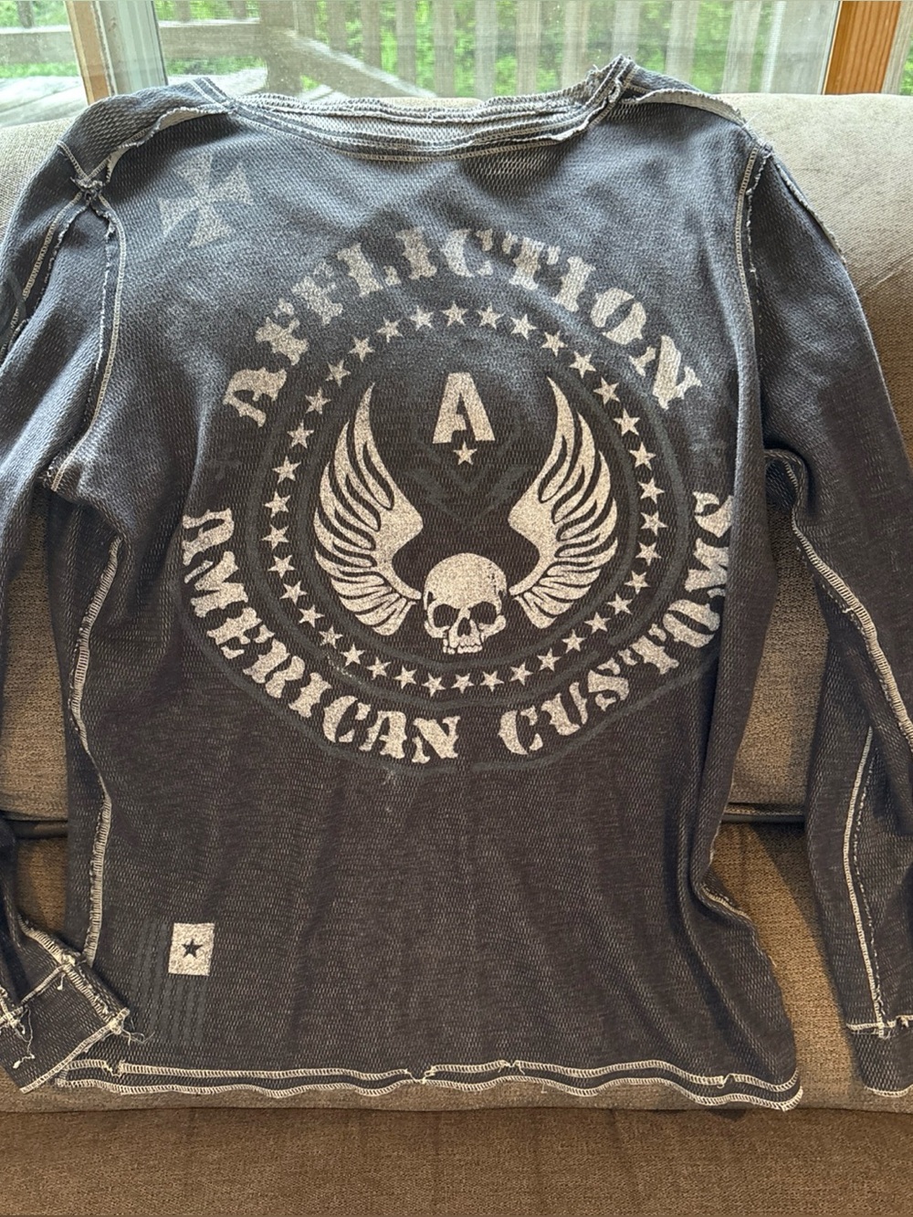 men’s y2k Affliction reversible american customs long sleeve thermal Size L